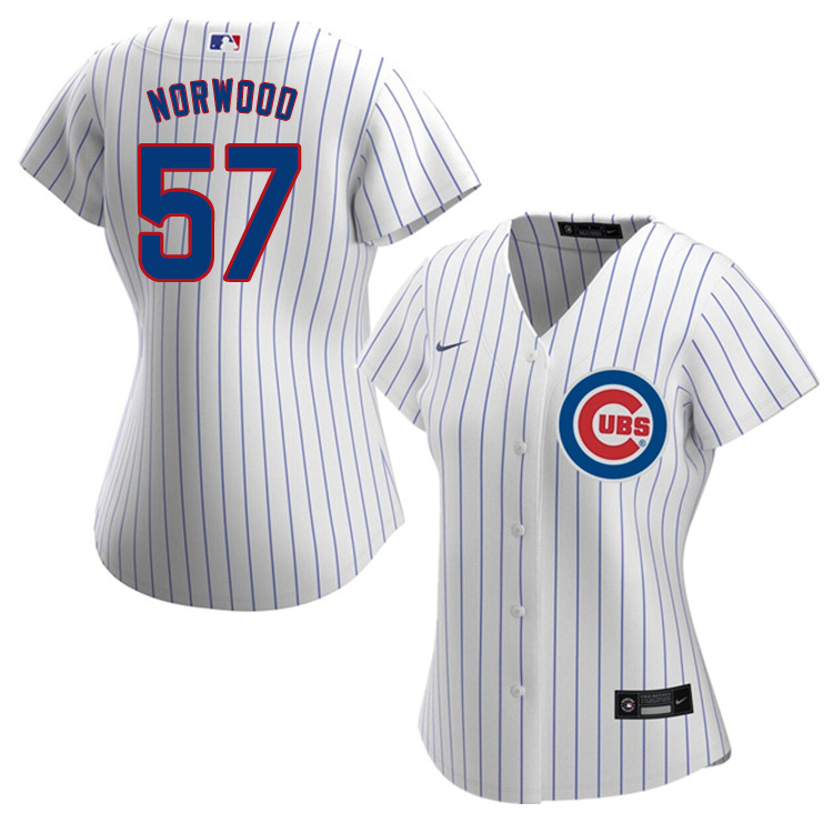 Nike Women #57 James Norwood Chicago Cubs Baseball Jerseys Sale-White
